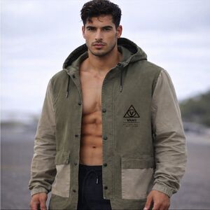 Vans 66 Supply Canvas Hooded Parka Jacket Olive Mens Medium EUC